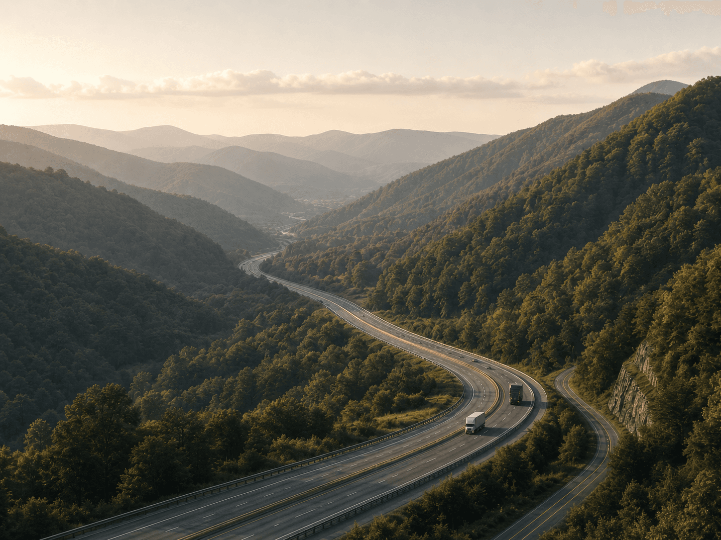 Interstate 81 curving through the mountains of Southwest Virginia