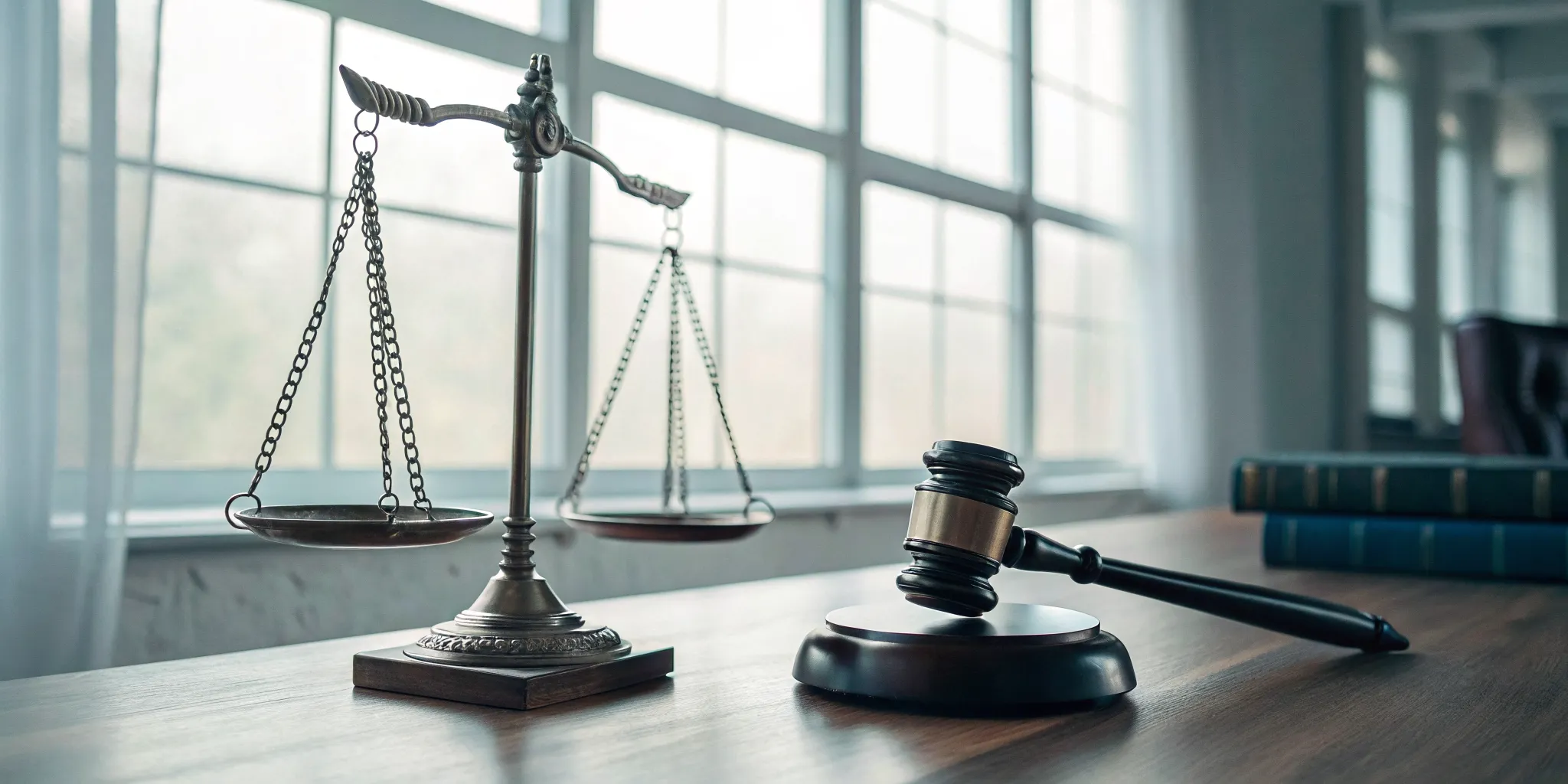 A judge's gavel and scales of justice weighing the differences between civil vs criminal law.