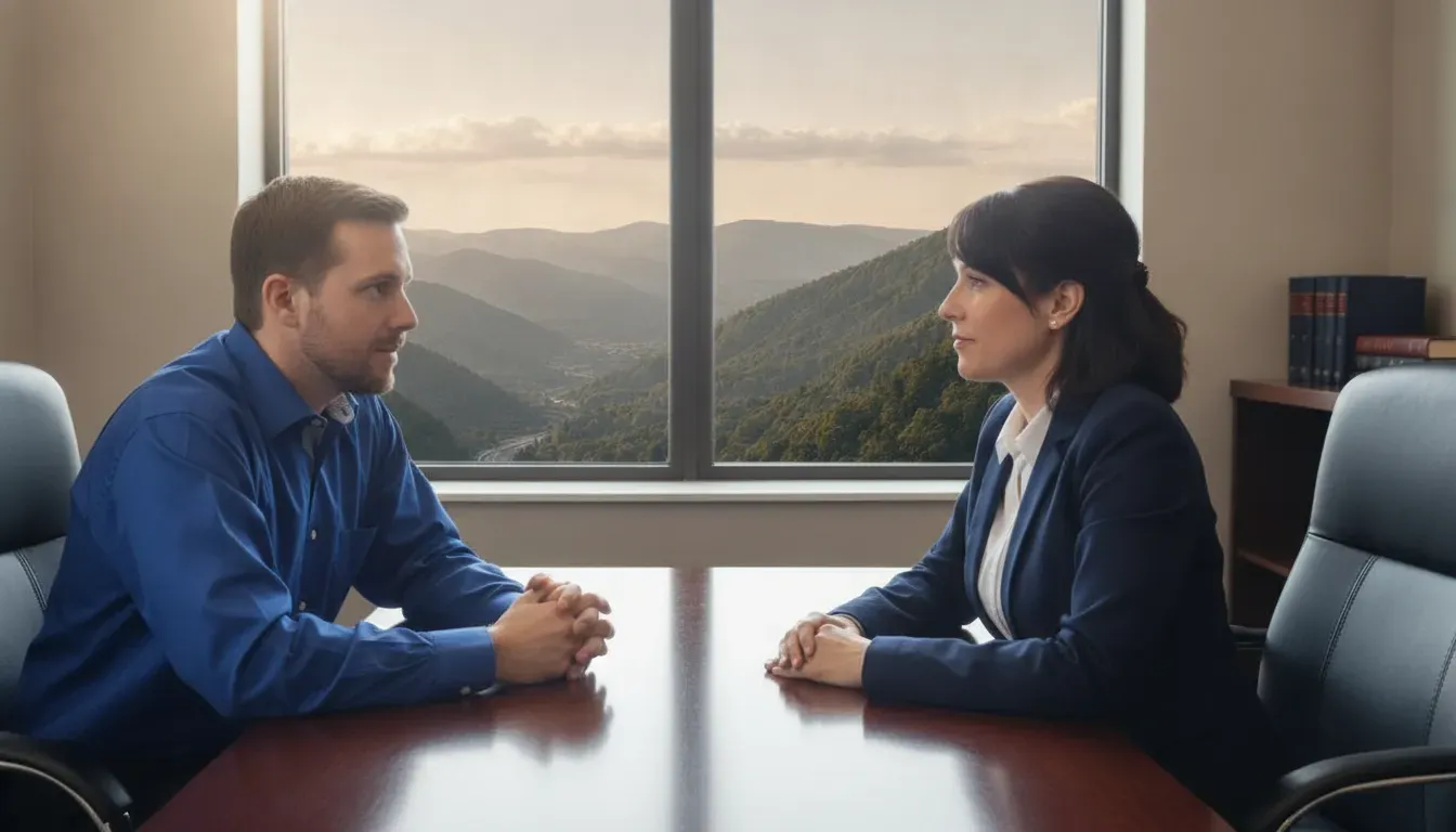Virginia attorney meeting with a client about the job impact of a criminal conviction