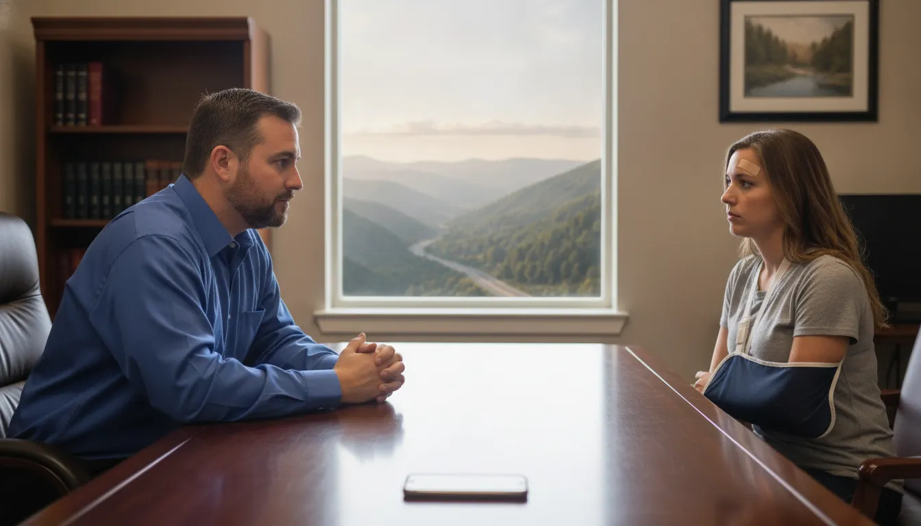 Virginia attorney discussing car accident evidence with an injured client