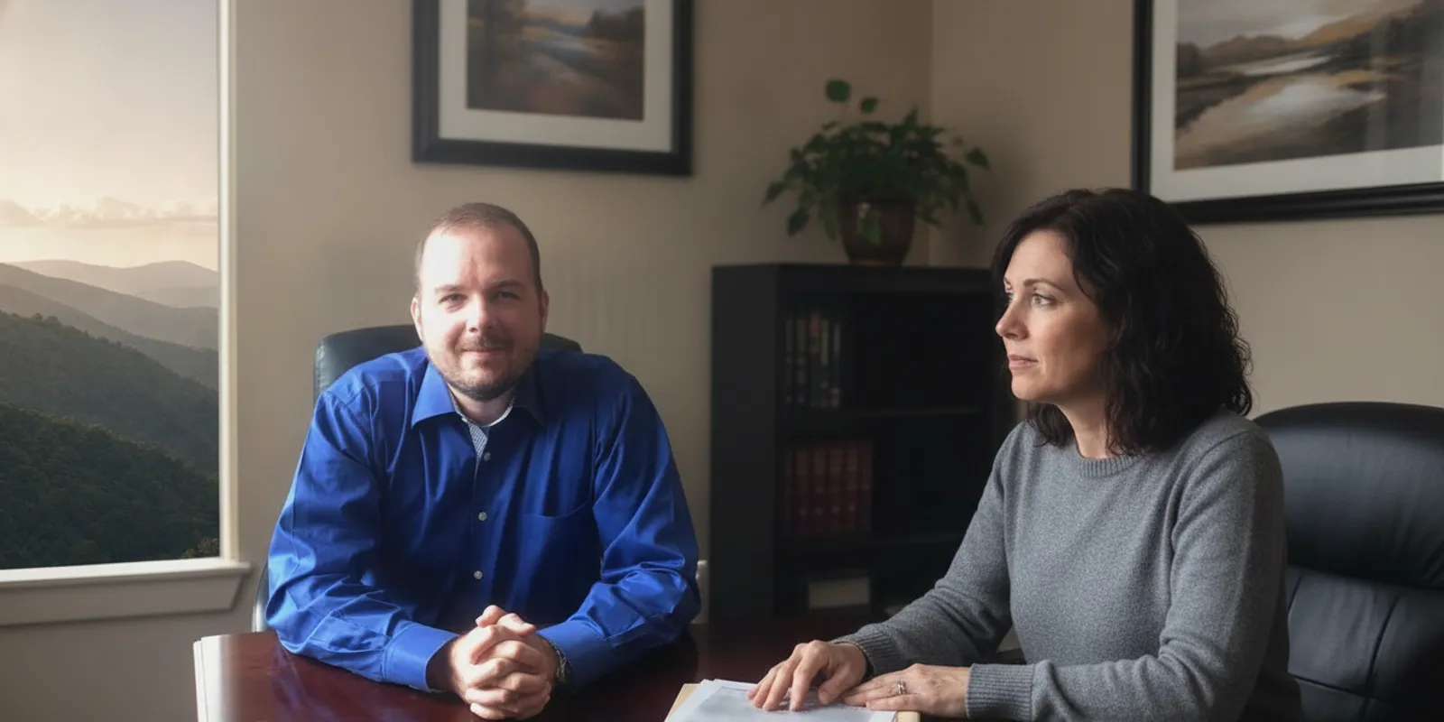 A driver speaking with an attorney about documents after a Virginia car accident