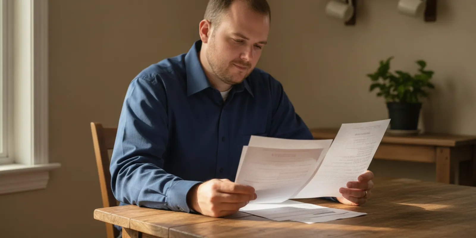 Driver reviewing a Virginia traffic summons and court papers at a desk